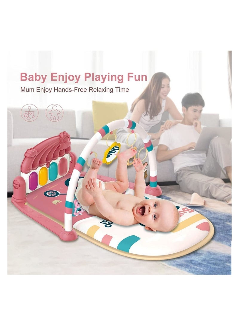 Y&D Baby Play Mat Gym,Piano Tummy Time Activity Gym with 5 Infant Learning Sensory Toys, Music and Lights Boy & Girl Gifts for Newborn 0 to 3 6 9 12 Months (Pink)  - Image 5