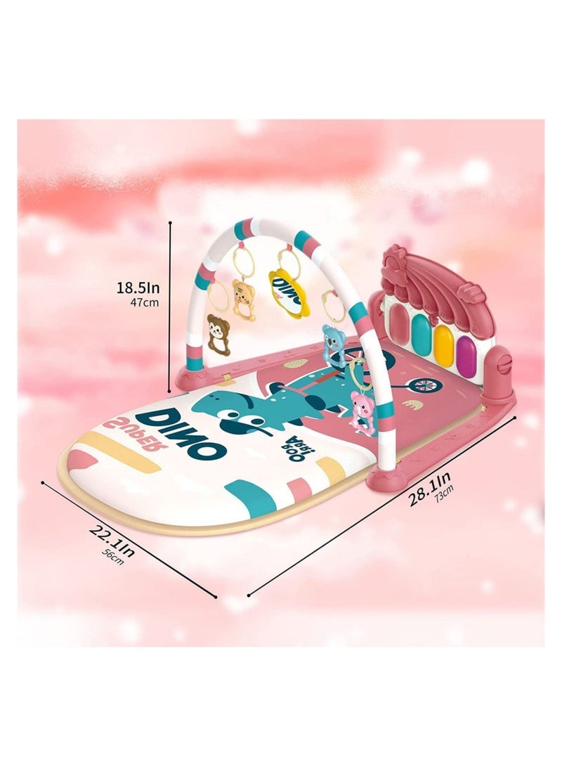 Y&D Baby Play Mat Gym,Piano Tummy Time Activity Gym with 5 Infant Learning Sensory Toys, Music and Lights Boy & Girl Gifts for Newborn 0 to 3 6 9 12 Months (Pink)  - Image 4