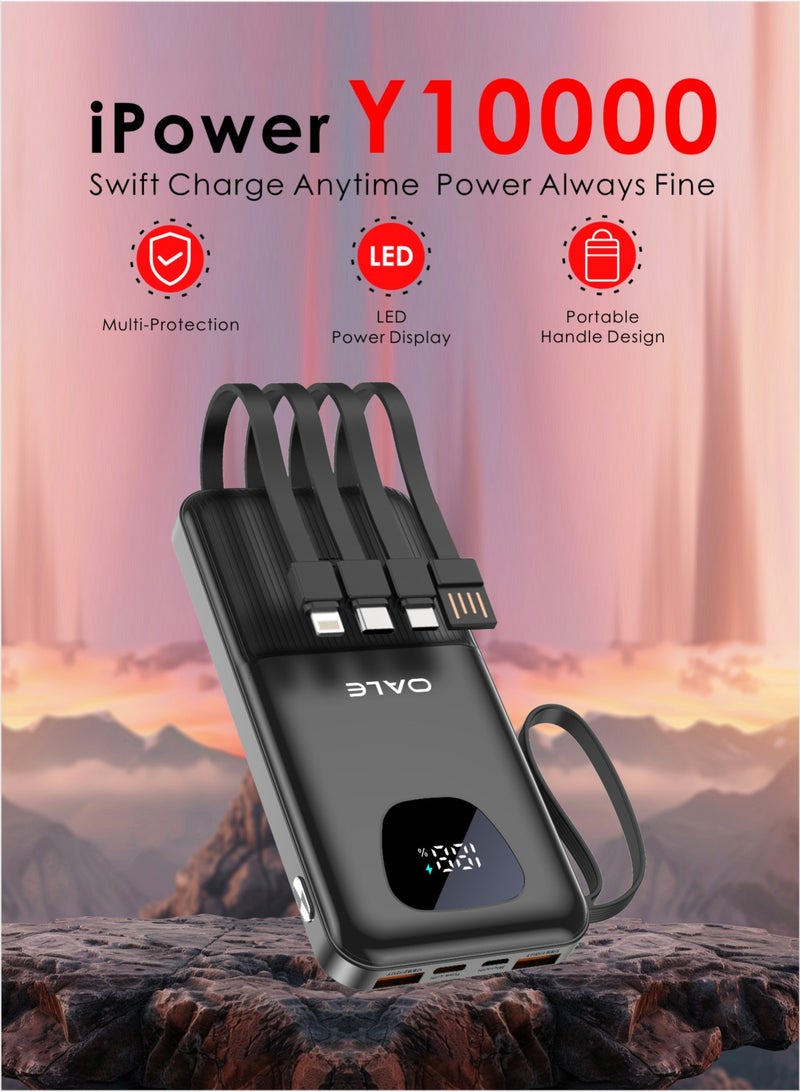 OALE iPower Y10000 10000mAh Power Bank, 22.5W Fast Charging, 3 Inputs & 6 Outputs, LED Display, with Carry Strap - Image 3
