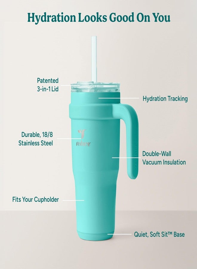 Reduce 24 oz Stainless Steel Tumbler with Handle - Dual-Wall Vacuum Insulated Travel Mug, Sweat-Proof Lid & Reusable Straw - Keeps Drinks Cold for 24 Hrs, Fits Cupholders, Dishwasher Safe-Ocean Breeze - Image 4