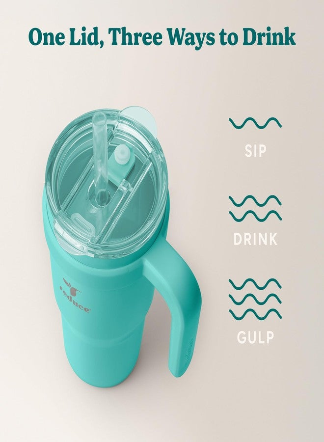 Reduce 24 oz Stainless Steel Tumbler with Handle - Dual-Wall Vacuum Insulated Travel Mug, Sweat-Proof Lid & Reusable Straw - Keeps Drinks Cold for 24 Hrs, Fits Cupholders, Dishwasher Safe-Ocean Breeze - Image 5