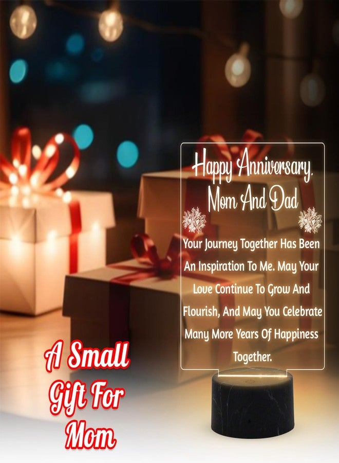 GIFTMEBAZAR جيفت ميبازار: مصباح ليلي محفور عليه عبارة "عيد زواج سعيد يا أمي وأبي" مع إضاءة بيضاء دافئة وتحكم باللمس | هدية مثالية للوالدين في الذكرى السنوية الخامسة والعشرين والخمسين - Image 3
