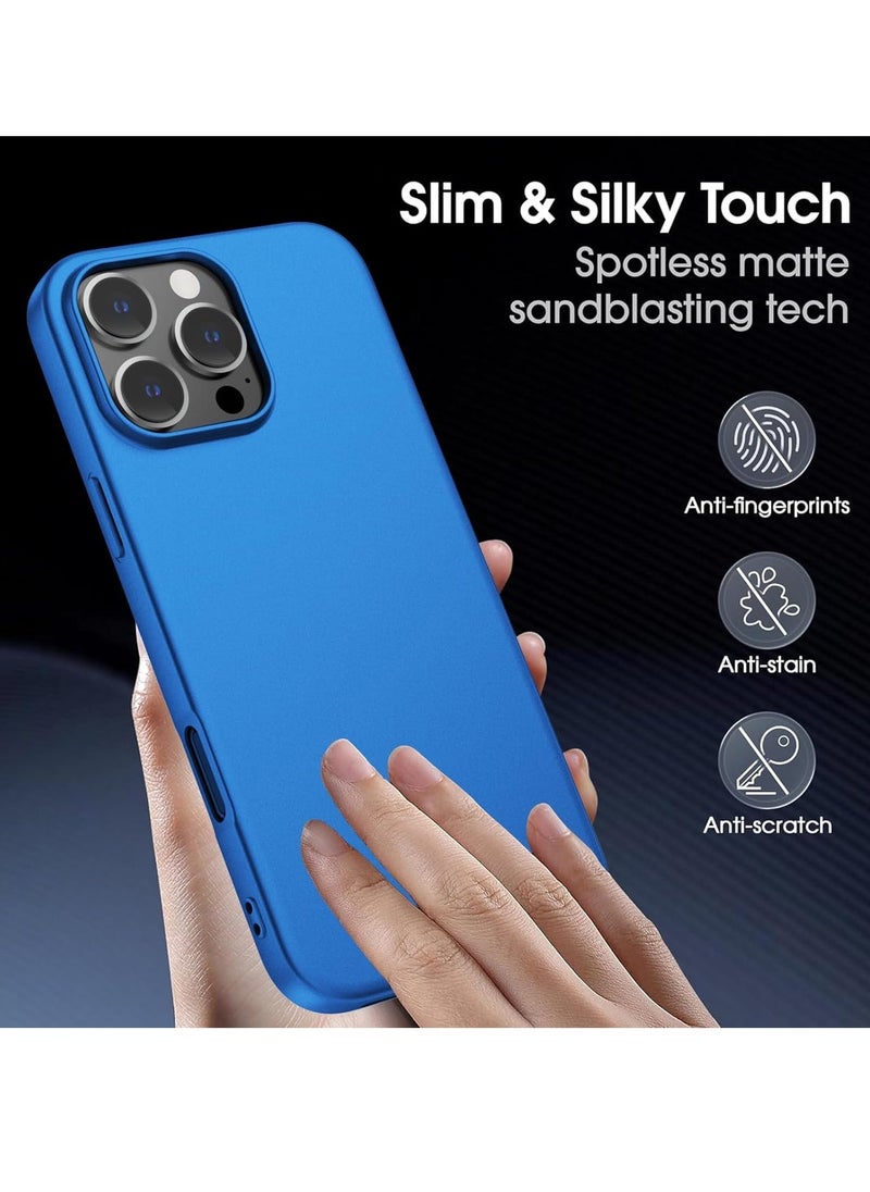 Raxoom iPhone 16 Pro Max Case Ultra-Thin Matte Cover with Camera Lens & Screen Protectors â€“ Slim Shockproof Soft Touch Phone Case - Blue - Image 3