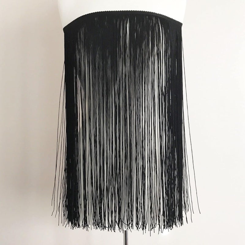 PREMDAS LACES Premdas lace 20 inch Long Fringe Trim Tassel Fringe Trimming Latin Dress Stage Clothes Accessories Ribbon Dress Bag Jacket Prom 9meter Black - Image 1