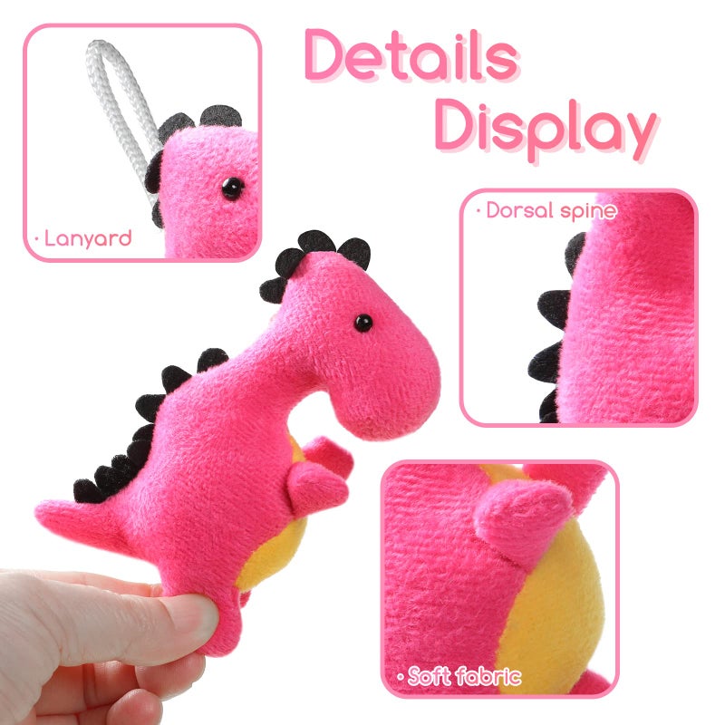 FANELEQU 20 Pack Dinosaur Plush Stuffed Set, Mini Animal Cute Dinosaur Figures, Soft Keychain Toy for Kids Toddler Goodie Bag Filler, Doll Machine, Treasure Carnival Prizes Birthday Party Favors Gifts - Image 2