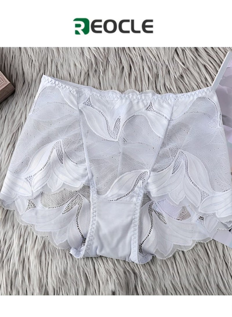 REOCLE Women's Lace Underwear High Waist Brief Tummy Control Panties Stretch Full Coverage Briefs Plus Size Ladies Brief  - Image 1