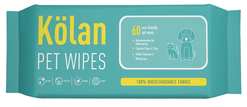 Kolan Biodegradable Pet Wipes/Grooming Wipes for Dogs, Cats, 60 Piece - Image 1
