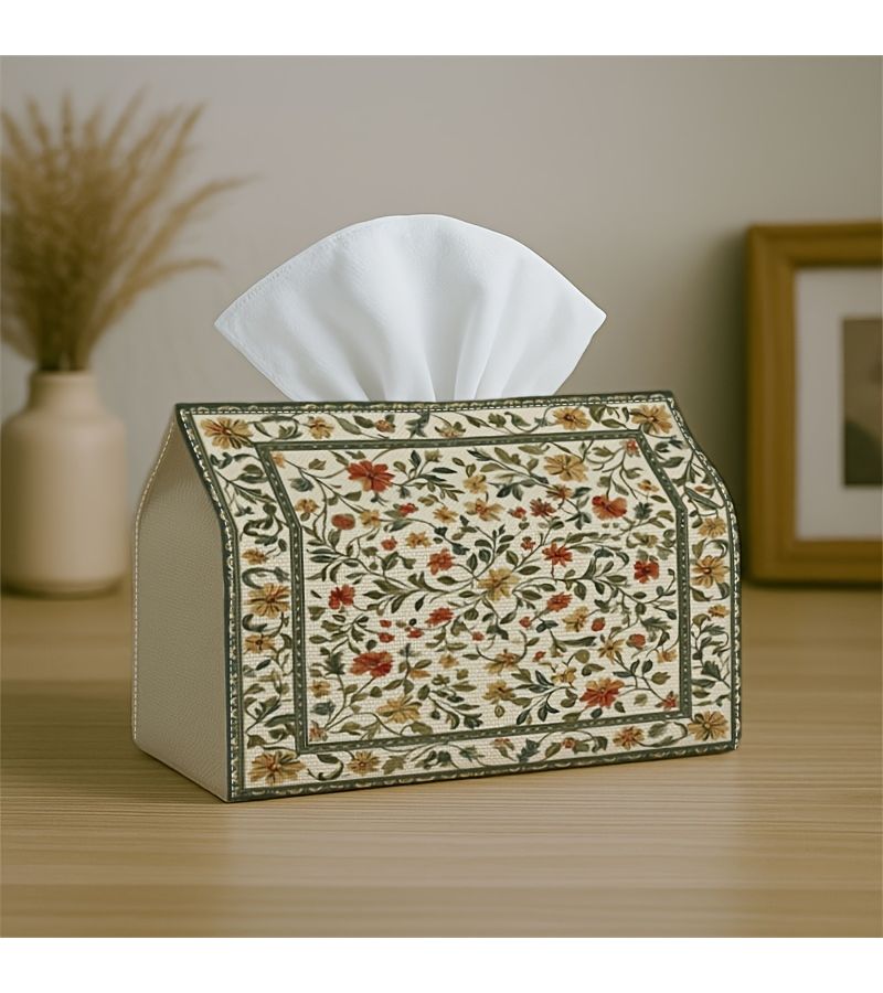 Vintage Botanical Tissue Box Floral Vine Frame 7x4.3x5.1in Napkin Organizer for Kitchen Dining Home Decor - Image 1