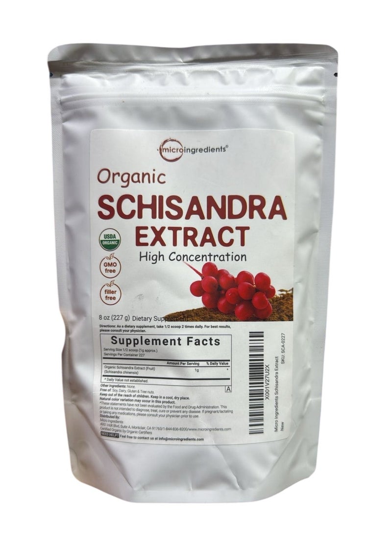 Micro Ingredients Organic Schisandra Extract Powder, 8 Ounce, Traditional Adaptogen and Filler Free, Pure Schisandra Supplement, Supports Liver Detox and Cognitive Health, No GMOs  - Image 1