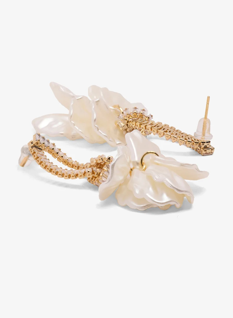 ELLA Flower Shaped Embellished Detailed Earrings