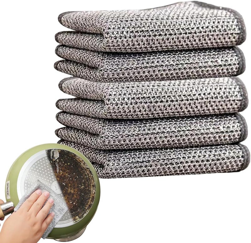 MYYNTI MYYNTI Multipurpose Wire Dishwashing Rags for Wet and Dry Stainless Steel Scrubber NonScratch Wire Dishcloth for Washing Dishes Sinks Counters Easy Rinsing Machine Washable Pack 3