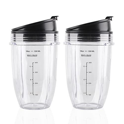 Veterger 2 Pack Replacement Parts Cup with Lid,Compatible with Ninja Blender Auto iQ BL480 BL482 BL642 NN102 BL682 BL450 BL2013 (2 18oz) - Image 1