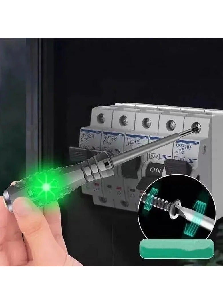 Electrician Neon Light Test Pen with Word and Cross Screwdriver Head and Pocket Clip for Voltage Detection - Image 2