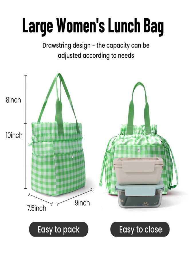 MEXS Lunch Bag for Women Reusable Drawstring Insulated Lunch Box Stain-Resistant Large Cinch Closure Lunch Bags for Work Office - Image 2