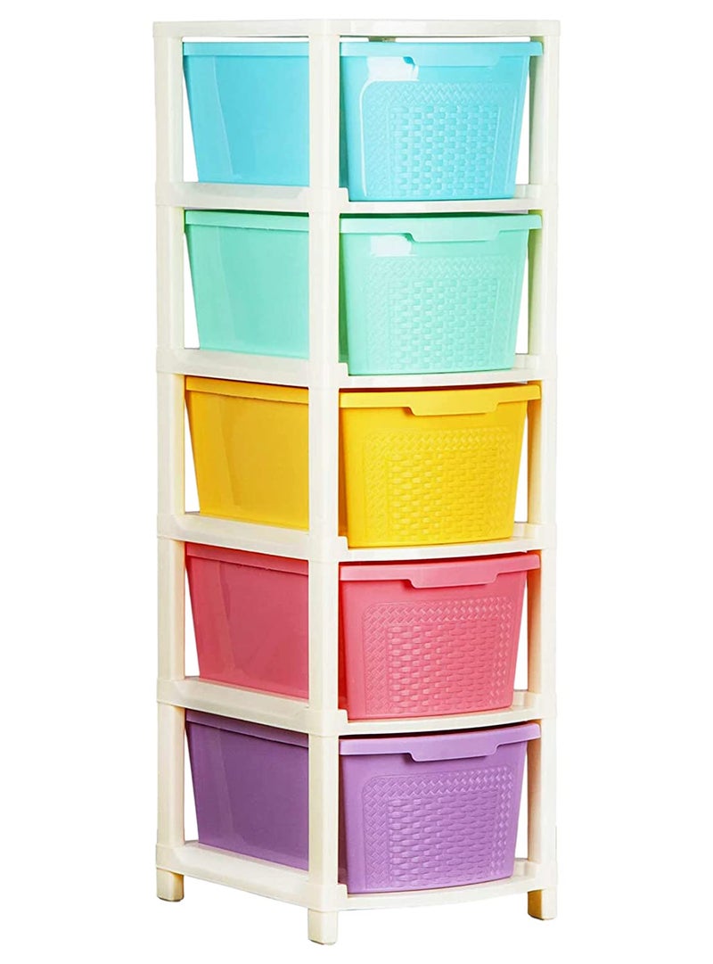 Kuber Industries Kuber Industries Plastic Modular 5 Drawer Storage Basket/Storage Rack For storing Many Accessories (Multicolour) - Image 1