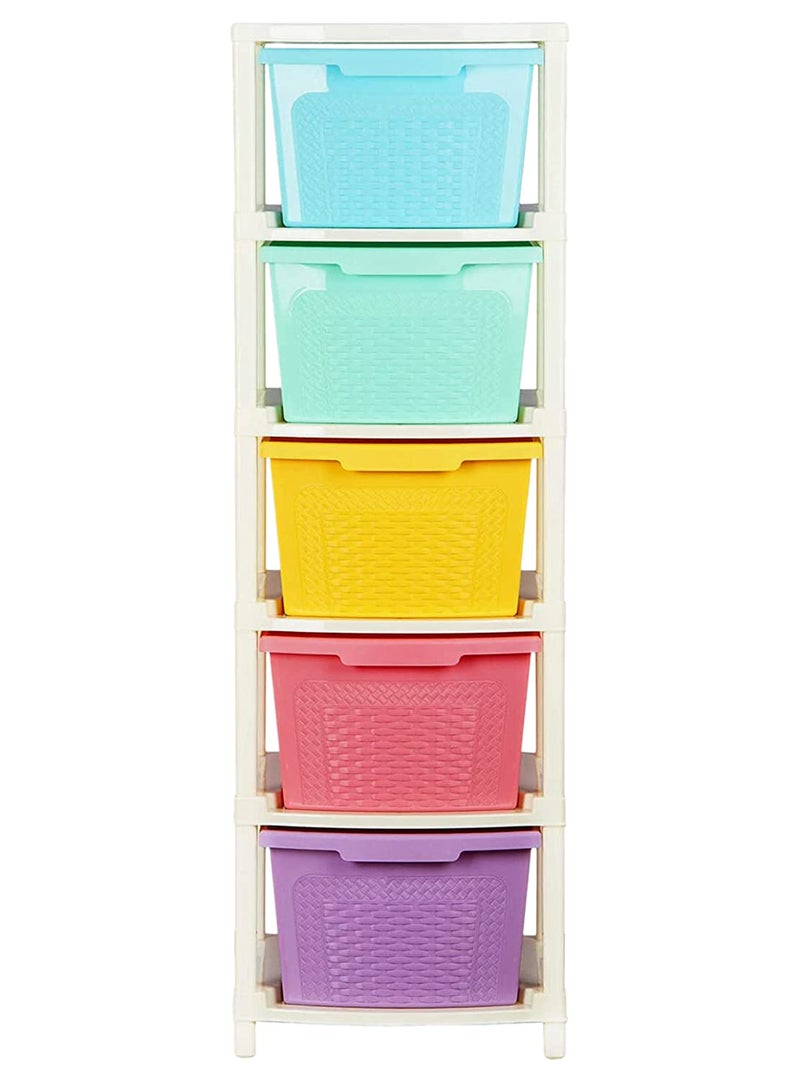 Kuber Industries Kuber Industries Plastic Modular 5 Drawer Storage Basket/Storage Rack For storing Many Accessories (Multicolour) - Image 4