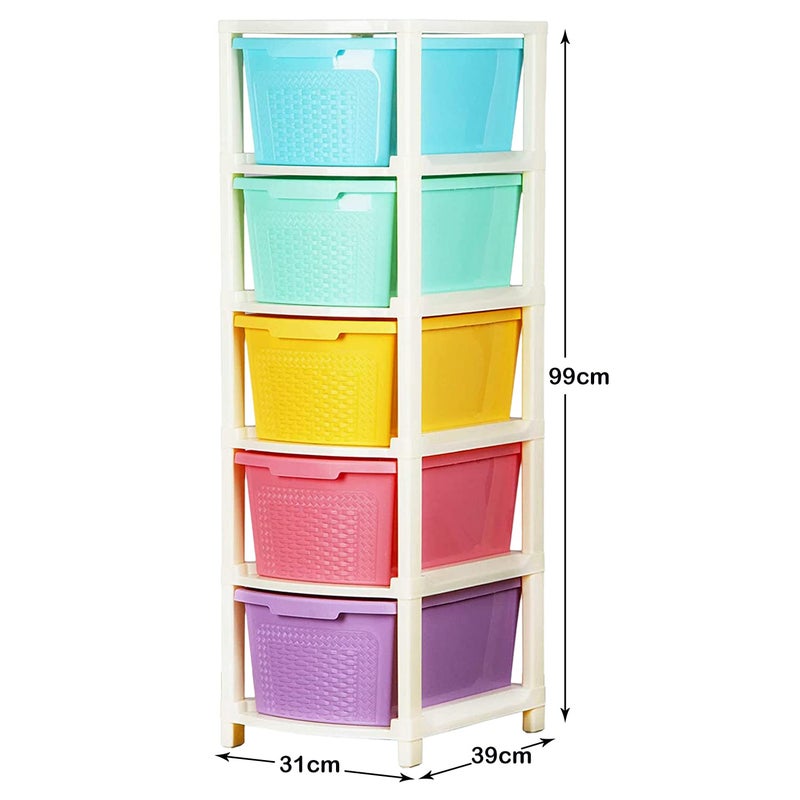 Kuber Industries Kuber Industries Plastic Modular 5 Drawer Storage Basket/Storage Rack For storing Many Accessories (Multicolour) - Image 2