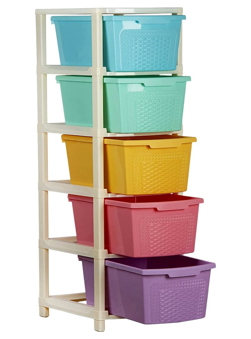 Kuber Industries Kuber Industries Plastic Modular 5 Drawer Storage Basket/Storage Rack For storing Many Accessories (Multicolour) - Image 3