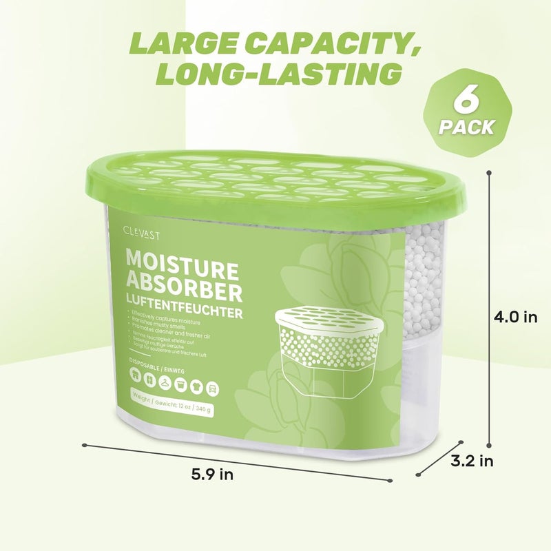 CLEVAST Jasmine Scented Moisture Absorber Boxes, 6 Pack Calcium Chloride Dehumidifier Boxes for Closet, Wardrobe, Bathroom, Bedroom, Kitchen and Laundry Room (340g/Pack) - Image 2