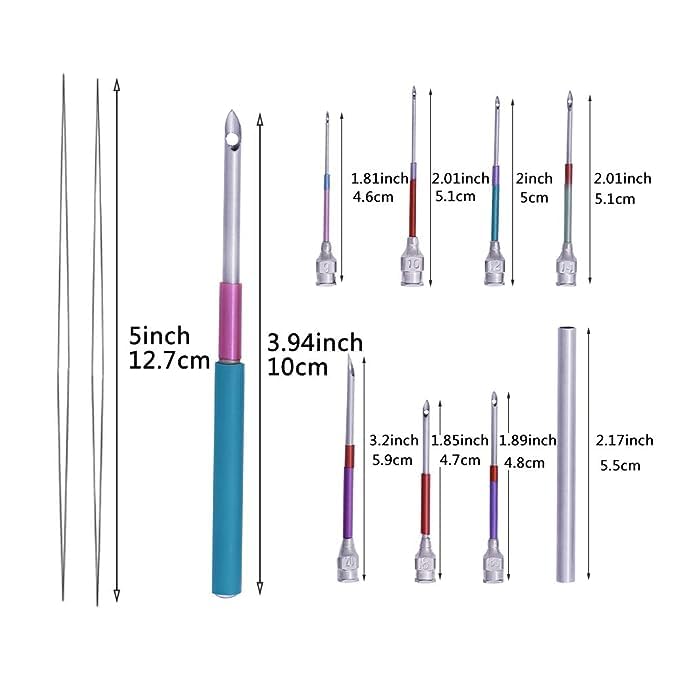 TREXEE 15 Pcs Punch Needle Kit for Women, Girls | Rug Punch Needle with Different Thickness Coloful Thread Embroidery Stiching Tools Threader Fabric Embroidery Hoop Yarn Punch Needle Embroidery Kit - Image 2
