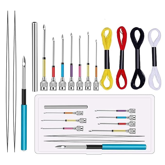 TREXEE 15 Pcs Punch Needle Kit for Women, Girls | Rug Punch Needle with Different Thickness Coloful Thread Embroidery Stiching Tools Threader Fabric Embroidery Hoop Yarn Punch Needle Embroidery Kit - Image 1