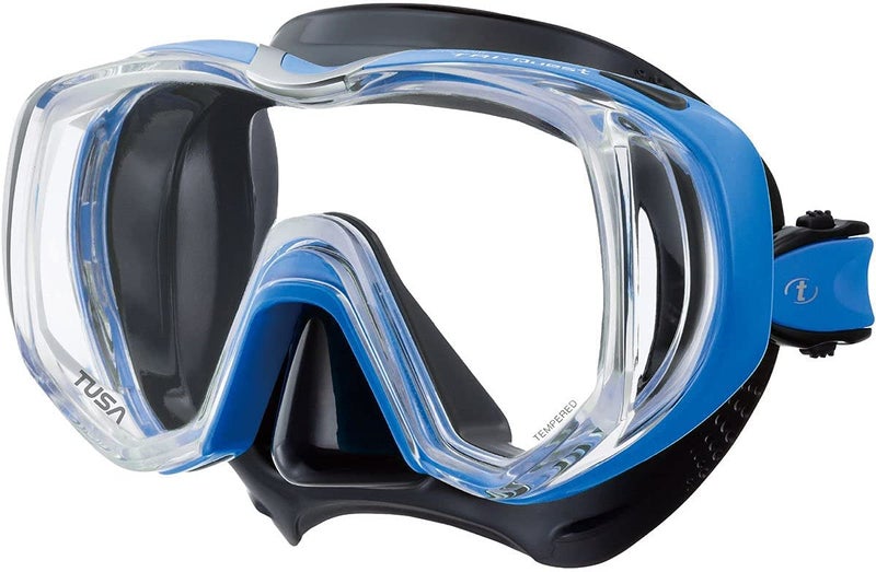 TUSA M-3001 Freedom Tri-Quest Scuba Diving Mask, Black/Fishtail Blue - Image 1