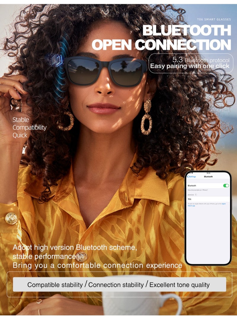 نظارات T06 AI الذكية، نظارات شمسية ذكية، نظارات بلوتوث مع موسيقى ومكالمات - Image 3