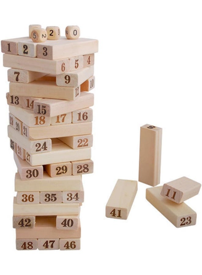 ECVV Wooden Children 48 Pieces Layered Building Blocks - Number Wooden Building Block Cubes | Educational Learning Study Toy Gifts - Image 1