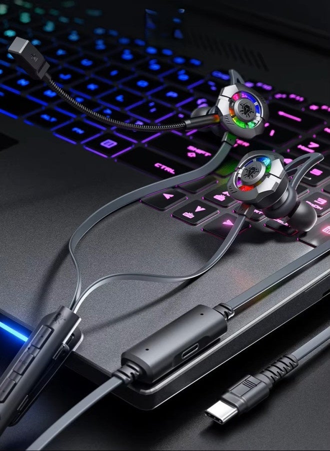 Plextone M762 Ultra Gaming Headset, 2-in-1 Type-C Gaming Headset with 7.1 Surround Sound, 40W Charging While Gaming, Dual Microphones with Noise Reduction Technology and Control Buttons, RGB Ring Lighting, Gives You a Professional Atmosphere, Black - Image 4