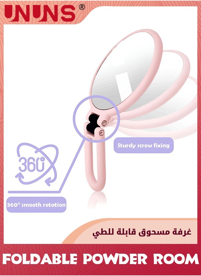UNUNS مرآة مع حامل، طاولة 2 في 1 ومرآة محمولة باليد، مرآة جانبية مزدوجة قابلة للطي مكبرة 15 مرة، 24 × 13.5 سم  - Image 3