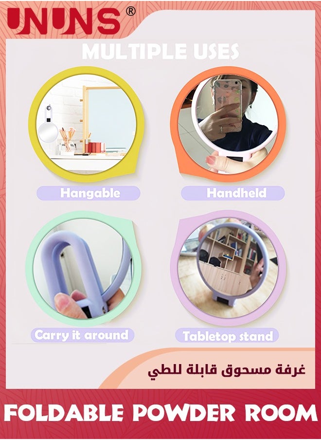 UNUNS مرآة مع حامل، طاولة 2 في 1 ومرآة محمولة باليد، مرآة جانبية مزدوجة قابلة للطي مكبرة 15 مرة، 24 × 13.5 سم  - Image 5