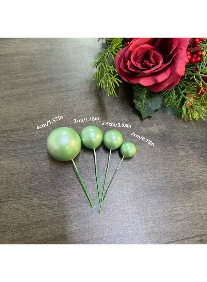 Green And Red Pearlescent Cake Decorating Ball Set 10pcs Mini Foam Balls For Wedding Anniversary Birthday Christmas Halloween Party Decorations - Image 3