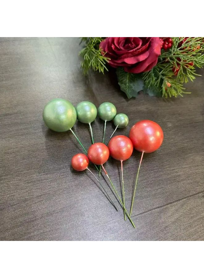 Green And Red Pearlescent Cake Decorating Ball Set 10pcs Mini Foam Balls For Wedding Anniversary Birthday Christmas Halloween Party Decorations - Image 5