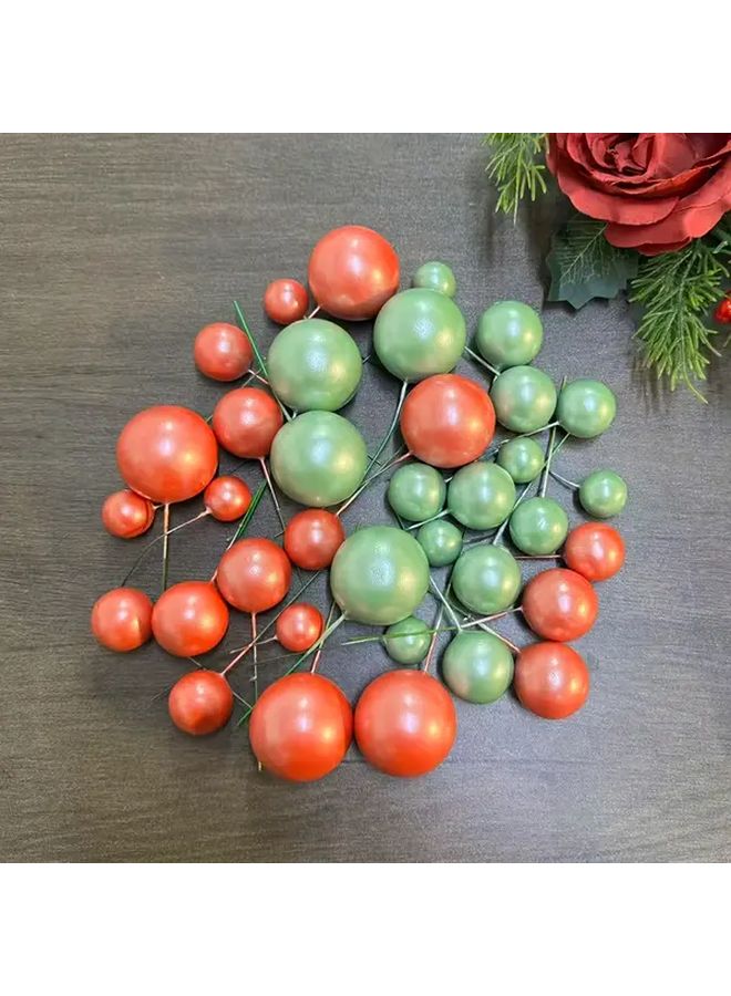 Green And Red Pearlescent Cake Decorating Ball Set 10pcs Mini Foam Balls For Wedding Anniversary Birthday Christmas Halloween Party Decorations - Image 4