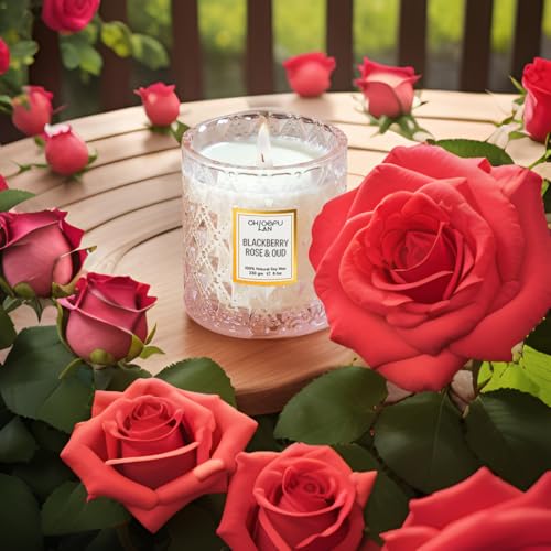 Chloefu LAN Rose Scented Candle, Oud Candle, Mothers Day Candles Gifts for Women, Pink Candles for Home Scented, 55 Hours Long Burning, 100% Natural Soy Wax - Image 5