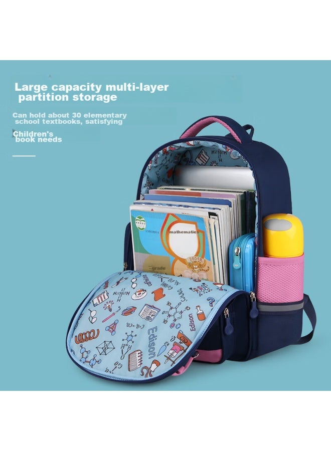 Edison Primary School Backpack With Spine Protection, Weight Reduction, Reflective Design, Large Capacity, Water-resistant, Anti-drop Children's Backpack 2215-1s Blue And Pink - Image 5