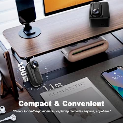 Catchallway Mini Body Camera Action Cam with Auido & Video Recording -128G IPX7 Waterproof Thumb Size Hands Free Body Worn Cameras - Wearable Portable Camcorder for Work Travel Pet Walk Vlog(Black) - Image 2