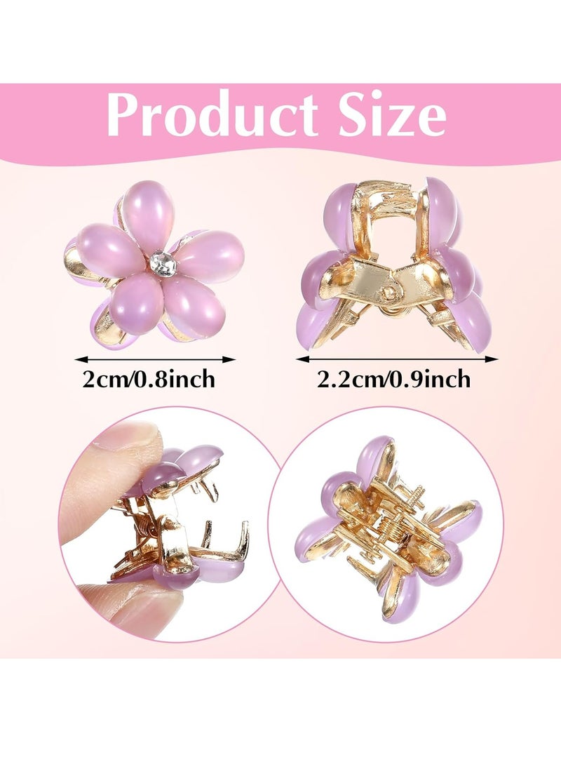 Oasisgalore 10 pcs Small Flower Hair Clips, Mini Flower Hair Clip,  Metal Crystal Diamond Flowers Hair Clip for Girls  - Image 5