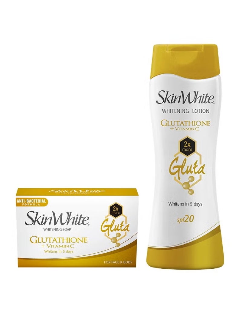 skinwhite glutathione lotion skin white Whitening Lotion Glutathione + Vitamin C SPF 20 - 200ml &  Glutathione + Vitamin C Soap 90gm | Best Price KSA