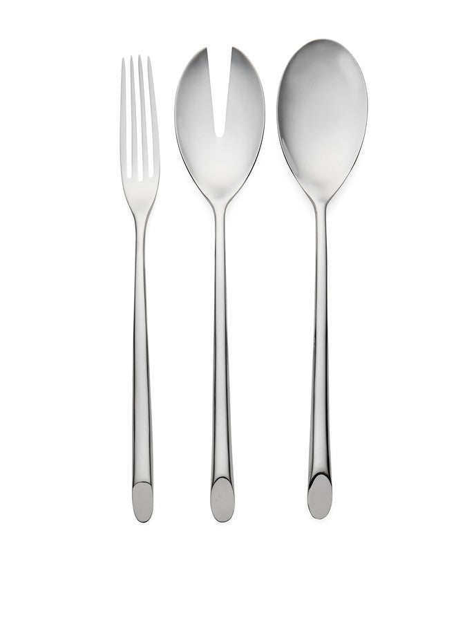 nambe Frond 3-Piece Hostess Set | 18/10 Stainless Steel Flatware Serving Fork and Spoon Set | Serving Utensils for Buffet, Catering, Party, Hotel, or Restaurant Use | Dishwasher Safe - Image 1