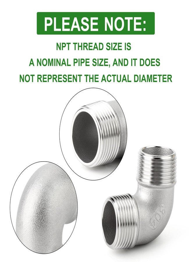 TAISHER 2PCS 304 Stainless Steel 90 Degree elbow,3/4" NPT Male × 3/4" NPT Male Thread Pipe Fitting - Image 3