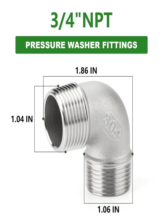 TAISHER 2PCS 304 Stainless Steel 90 Degree elbow,3/4" NPT Male × 3/4" NPT Male Thread Pipe Fitting - Image 2