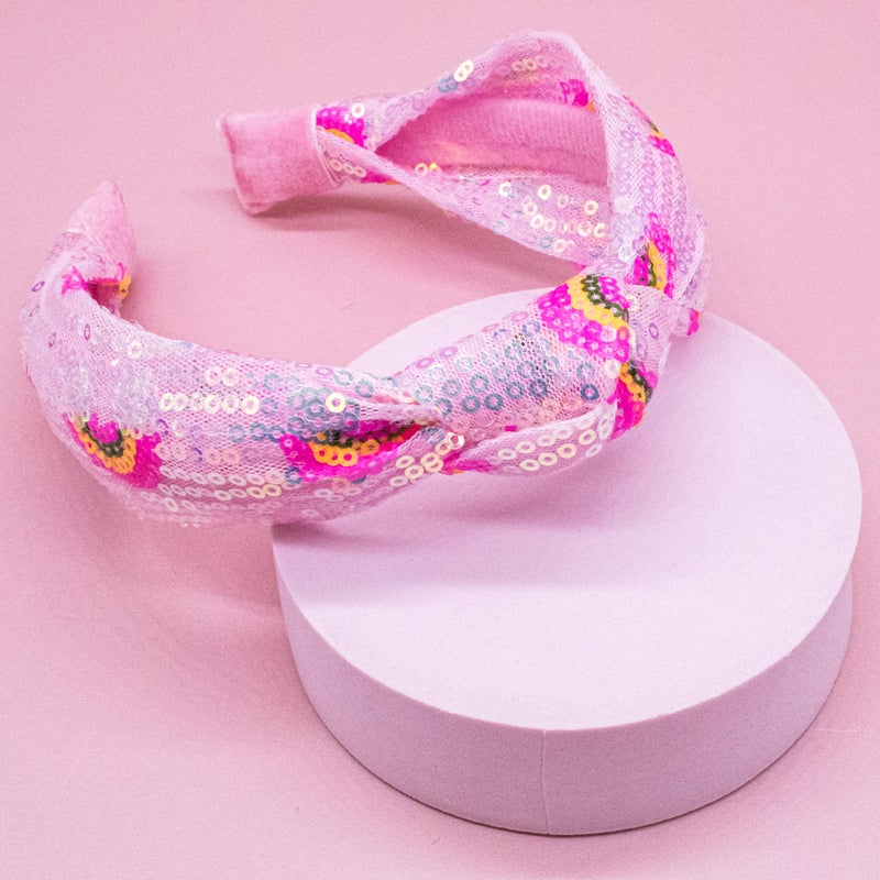 FROG SAC Knot Headband for Girls - Rainbow Sequin Knotted Headbands for Kids, Sparkly Hair Bands for Toddlers, Little Girl Pink Head Band Hair Accessories - Image 5