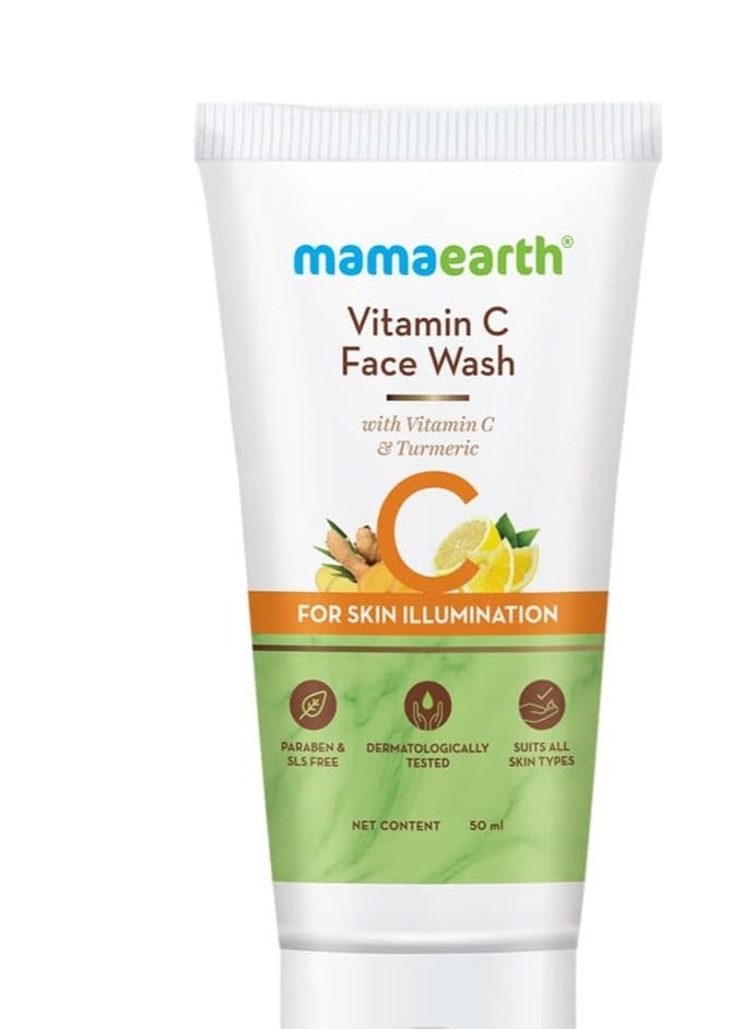 Mamaearth Mamaearth Vitamin C Face Wash with Vitamin C and Turmeric for Skin Illumination - 50 ml  - Image 1