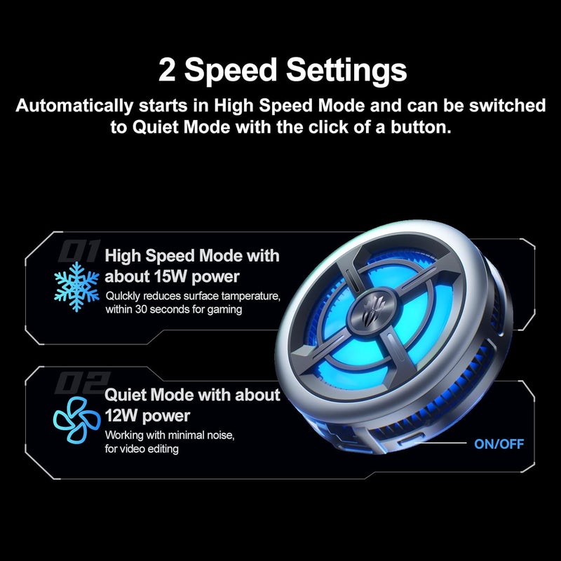 nubia RedMagic 6 Air Magnetic Cell Phone Cooler for Gaming, Lightweight 15W Game Cooler Radiator Fan with Clip, Semiconductor Heatsink Cooling Mobile Phone Cooling Fan for Tablet, iPad, Live Streaming - Image 2
