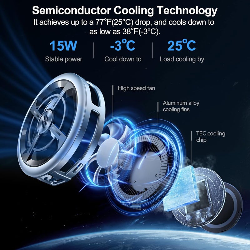 nubia RedMagic 6 Air Magnetic Cell Phone Cooler for Gaming, Lightweight 15W Game Cooler Radiator Fan with Clip, Semiconductor Heatsink Cooling Mobile Phone Cooling Fan for Tablet, iPad, Live Streaming - Image 3