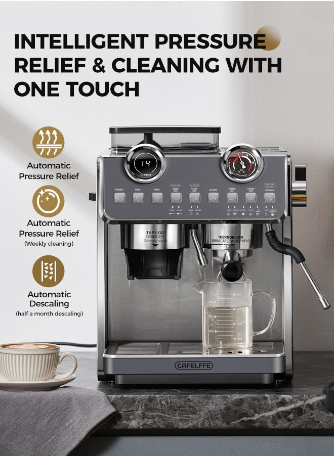 Cafelffe - Barista Espresso Machine With Double Boilers And Double Pumps Household And Commercial Dual Use Espresso Coffee Maker With Grinder All-In-One 2.5L - Image 1