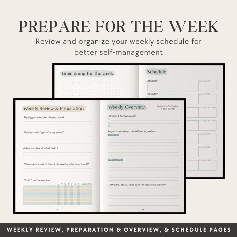 epic self The ADHD Planner for Adults - Undated Daily & Weekly ADHD Journal for Disorganized People, 90 Days - Habit Tracker, Record Emotions & Mood - Academic Goals - Structure & Focus for Adults Brains - Image 5