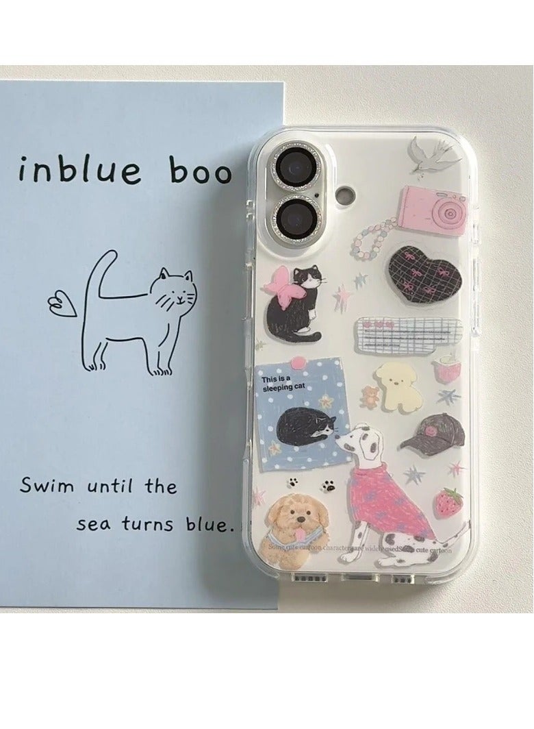 NIBEMINENT Creative Graffiti Cat And Dog Protective TPU Case Cover For iPhone 17 Pro Max