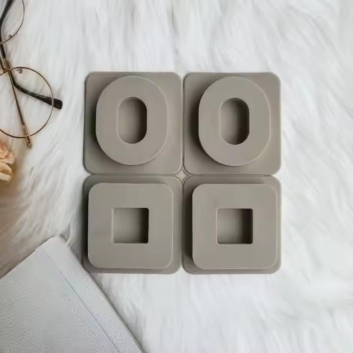 FirstTry FirstTry Aromatherapy Pendant Wax Mold I Oval & Square Shape Fondant Silicone Mould with Hanging Hole I Dried Flowers Resin Soap Clay Craft Jewelry Making Molds DIY Bookmark Necklace - Grey, 4Cavity - Image 3